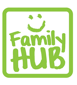 Family Hub logo in square box